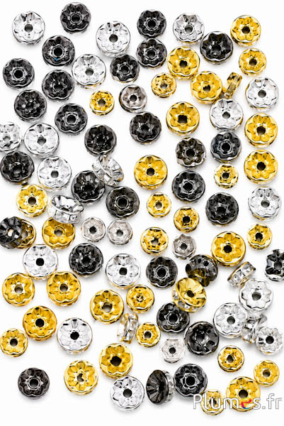 Acryl-Zwischenperlen Rondell - Ø 5-8 mm - silber-gold-schwarz